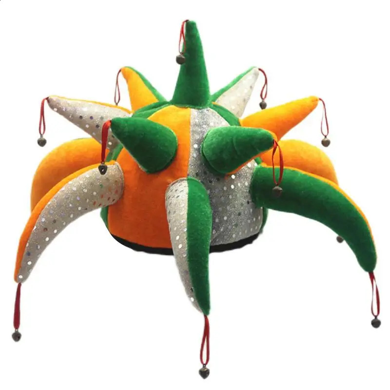 Halloween Clown Hat Party Costume Court Jester Clown Hat Funny Halloween Easter Tentacle Bell Jester Carnival Clown Props 240816