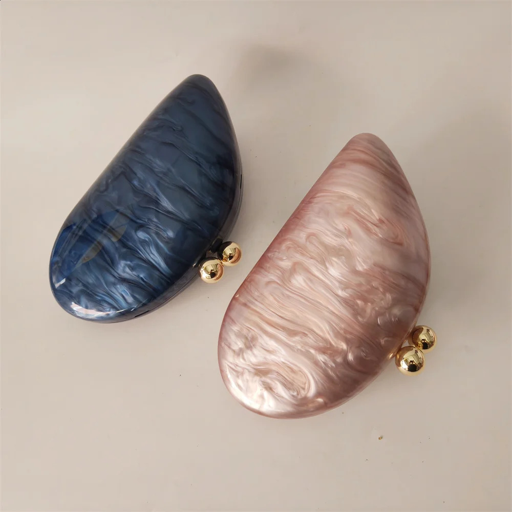 Factory Irregularpearl Blue Nude Acrylic Box Clutches Evening Bag Women Bridal Party Prom Wedding Clutch Purse Handbag 240815