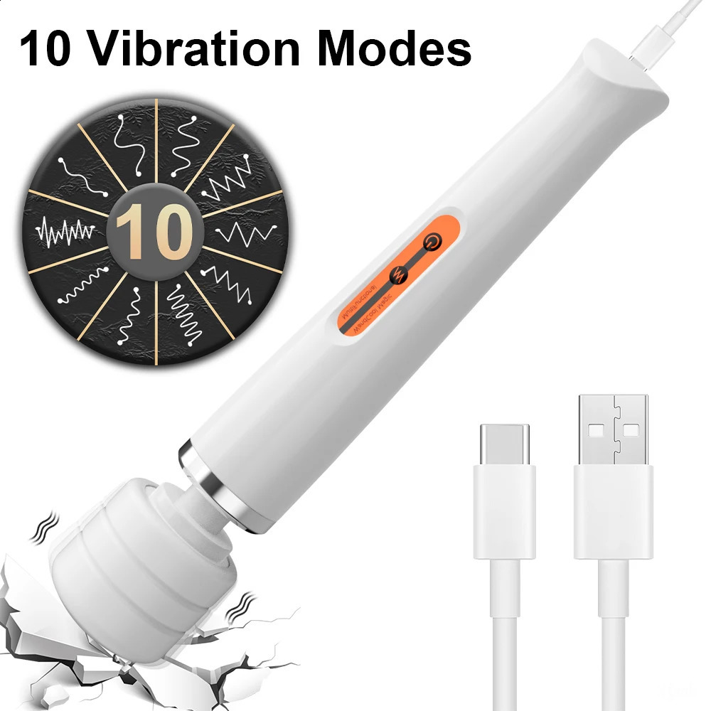10 Speeds Powerful AV Magic Wand Vibrators for Women G Spot Nipple Massager Clitoral Stimulator Plug-in Power Sex Toy for Adults 240813