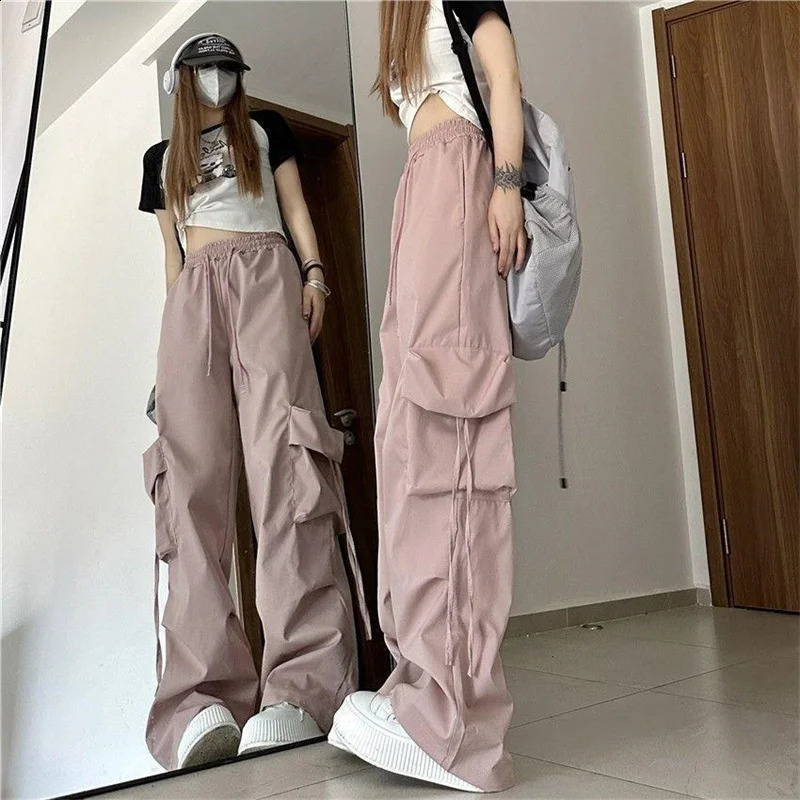 Cargo Pants High Waist Women Streetwear Hip Hop Y2K Trousers Loose Casual American Style 90S Pockets Fashion Female Pants 240816