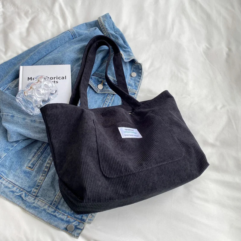 Large Capacity Corduroy Shoulder Bag 2023 Fashion Simple Handbag Leisure Student Side Bags for Woman 240815ZYl