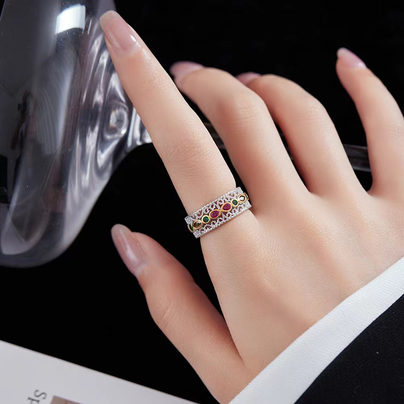 Designer ring vintage court style lace zirconium open ring niche design high sense of simplicity ring engagement wedding ring