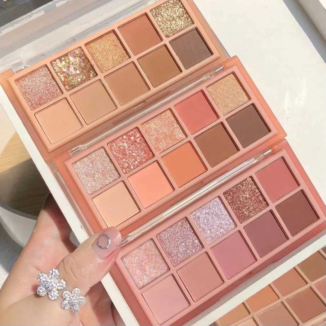 10 color eye shadow palette caramel pumpkin all matte acrylic eye shadow makeup glitter rose peach eye shadow pigmentW241212