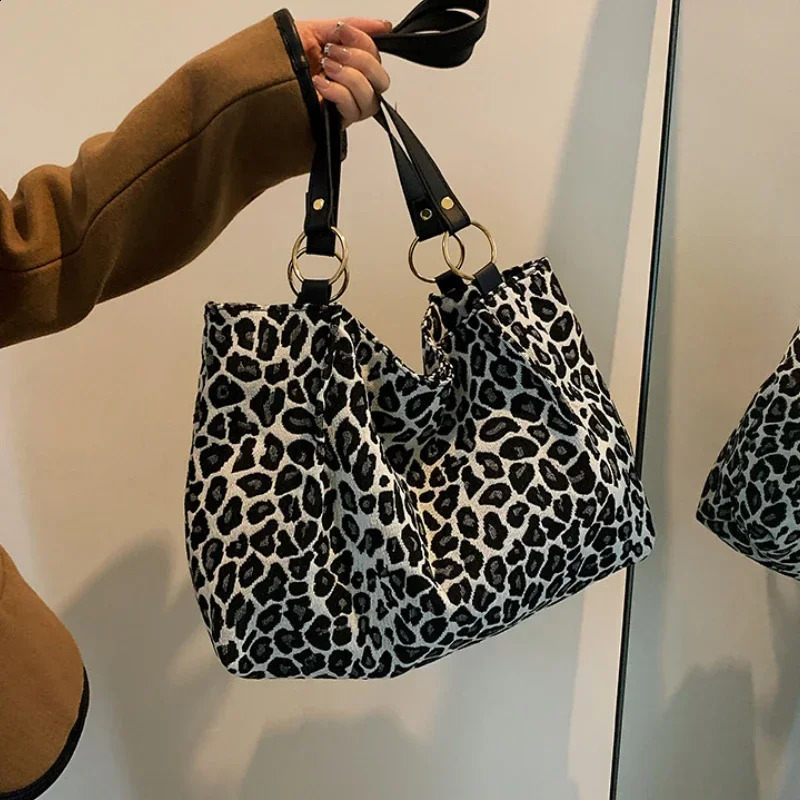 Fashion Tote Bags Shopping and Travel Canvas Women Handbags Large Capacity Leopard Shoulder 240815ZYl