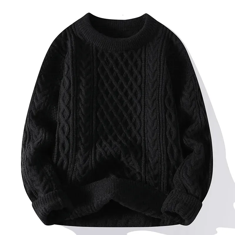 Mens Sweaters Autumn Winter Men Sweater Vintage O Neck Solid Color Knitted Plovers Loose Harajuku Retro Knitting Plover Drop Delivery Ot6Xv