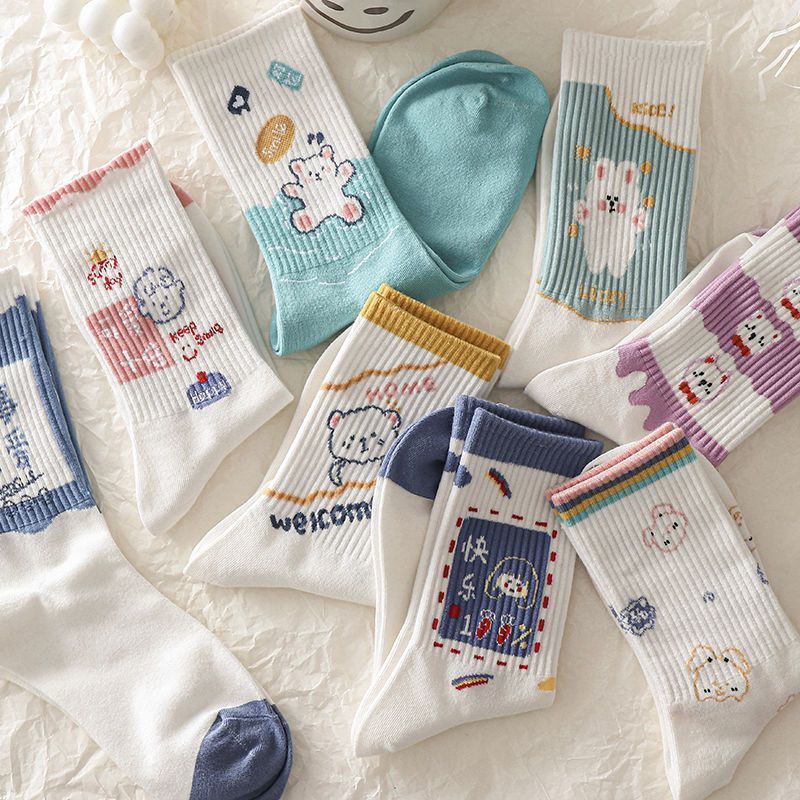 Children's Mid-Calf Cotton Socks - Street Style Long Tube Autumn Winter Footwear