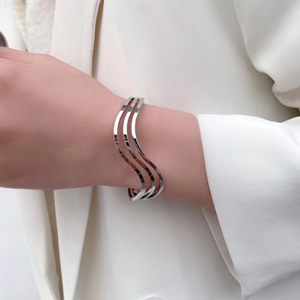 Bracelet Metal Bracelet Mirror Bracelet Sub Bracelet Smooth Plain Circle European and American Trendy Bracelet Ring Euro-American Fashion