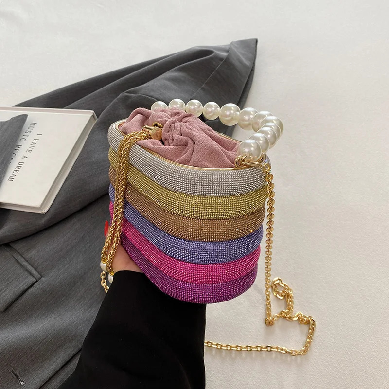 2024 Handbags Pearl Beads Chain Crossbody Bag Dinner Party Clutch Evening Purses For Women 240815Z