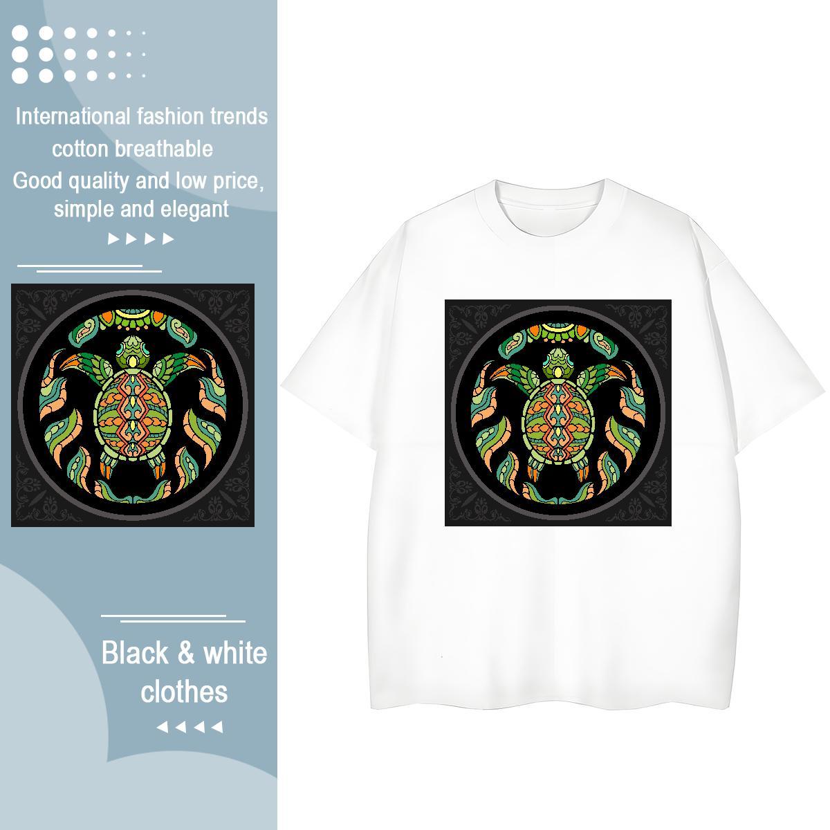 DIY T shirt O-Neck Short Sleeve 100% Cotton 230g Woman Tshirt Oversized L-4XL tortoise Sports Street Wear Loose fit Tops Tees