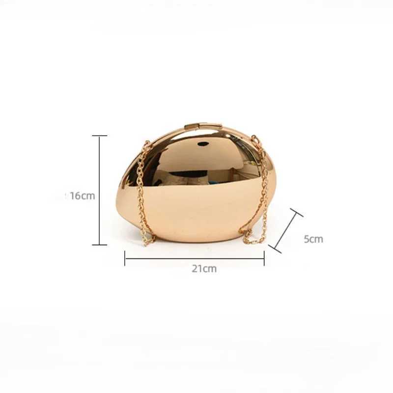 Designer Acrylic Shell Shape Clutch Bag Gold Silver Women Evening Party Bag Cute Shiny Metal Shoulder Crossbody Bags Small Purse CL240816