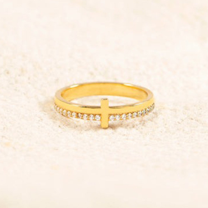 Designer ring Prayer Gold Cross Ring Creative Copper Set Zirconium Ring Engagement Wedding Ring Couple Rings