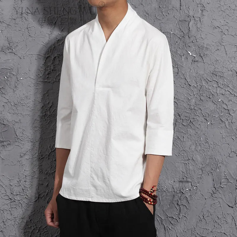 Japanese mens open collar kimono traditional fashion Japanese samurai clothing street clothing Yukata mens shirt Haori mens kimono jacket 240816