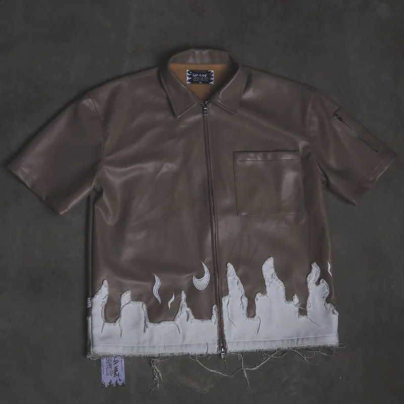 Embroidery Graphic T-shirts for Men Street Fashion Hip Hop Patchwork Vintage Men Clothing Loose Rest Cardigan T-shirt Tops 240816