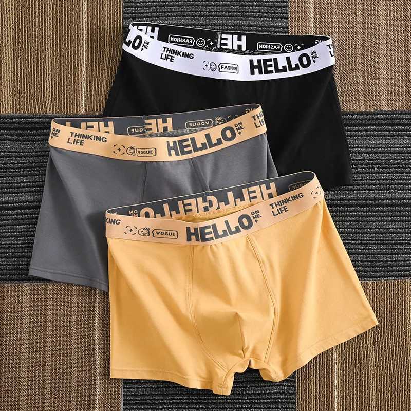 HELLO Mens milk silk boxers mid-waist comfortable ice silk contrasting colors high elastic waist trendy boxersXJ240815