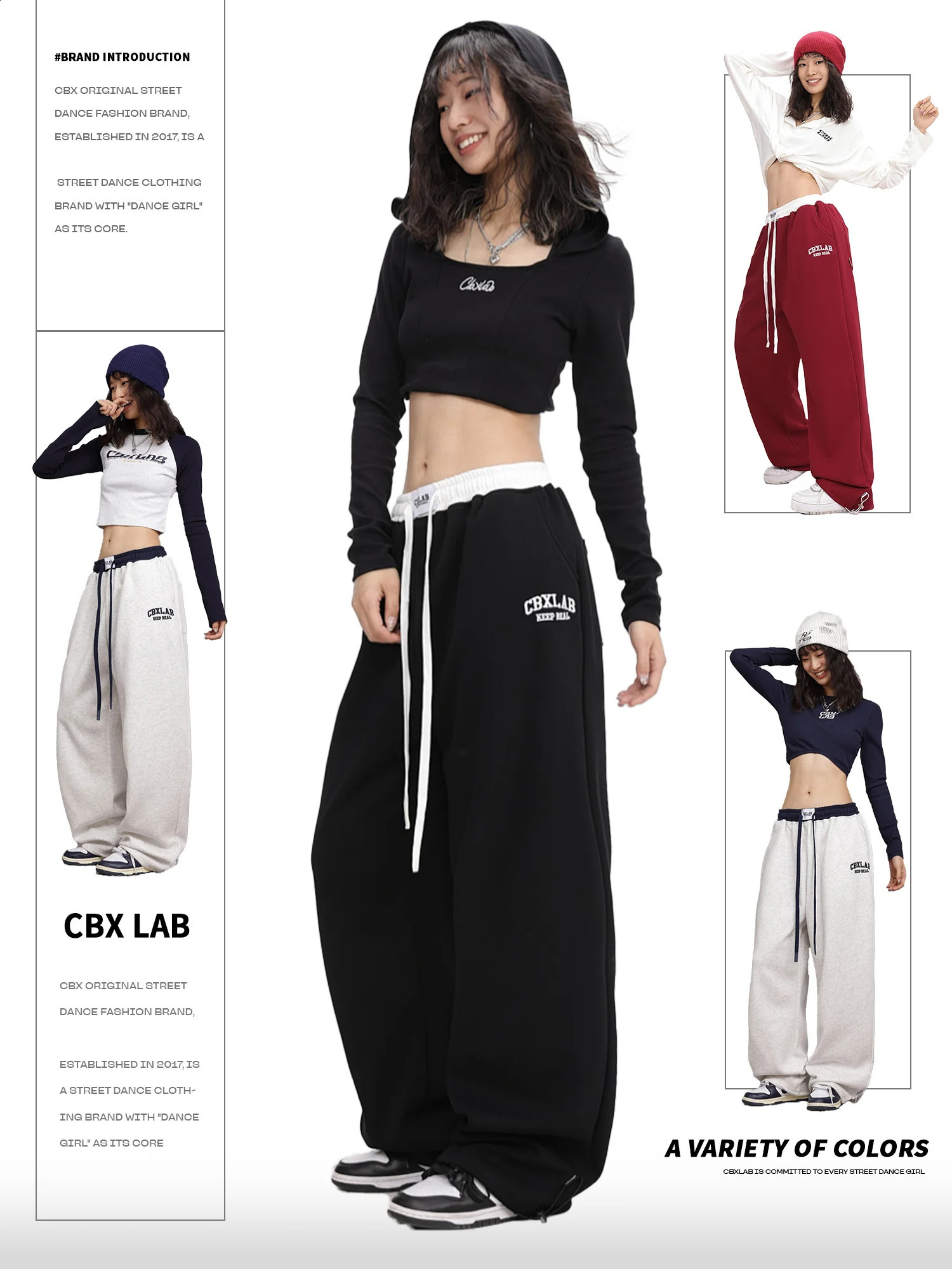 CBXLAB Street Dance Womens Multicolor Hip hop Sports Pants Versatile Jazz Dance Loose Elastic Casual Pants 240815