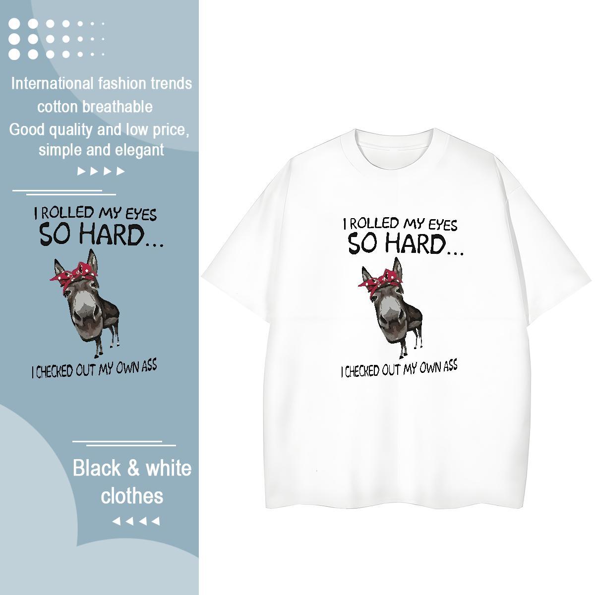 Fashion Casual Womens T Shirts Breathable Soft 100% Cotton 230g Womens Tshirts Skull horse Hip Hop Loose fit Tops