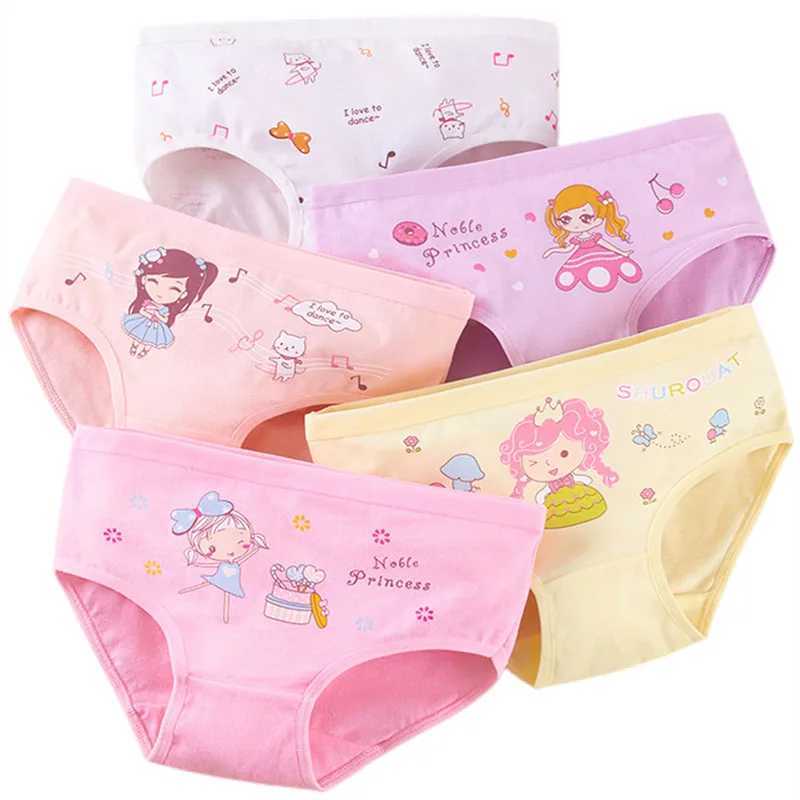 Girls underwear fine cotton underwear cute design printed underwear childrens breathable soft and healthy underwear girls boxing underwear 4 pieces/ba