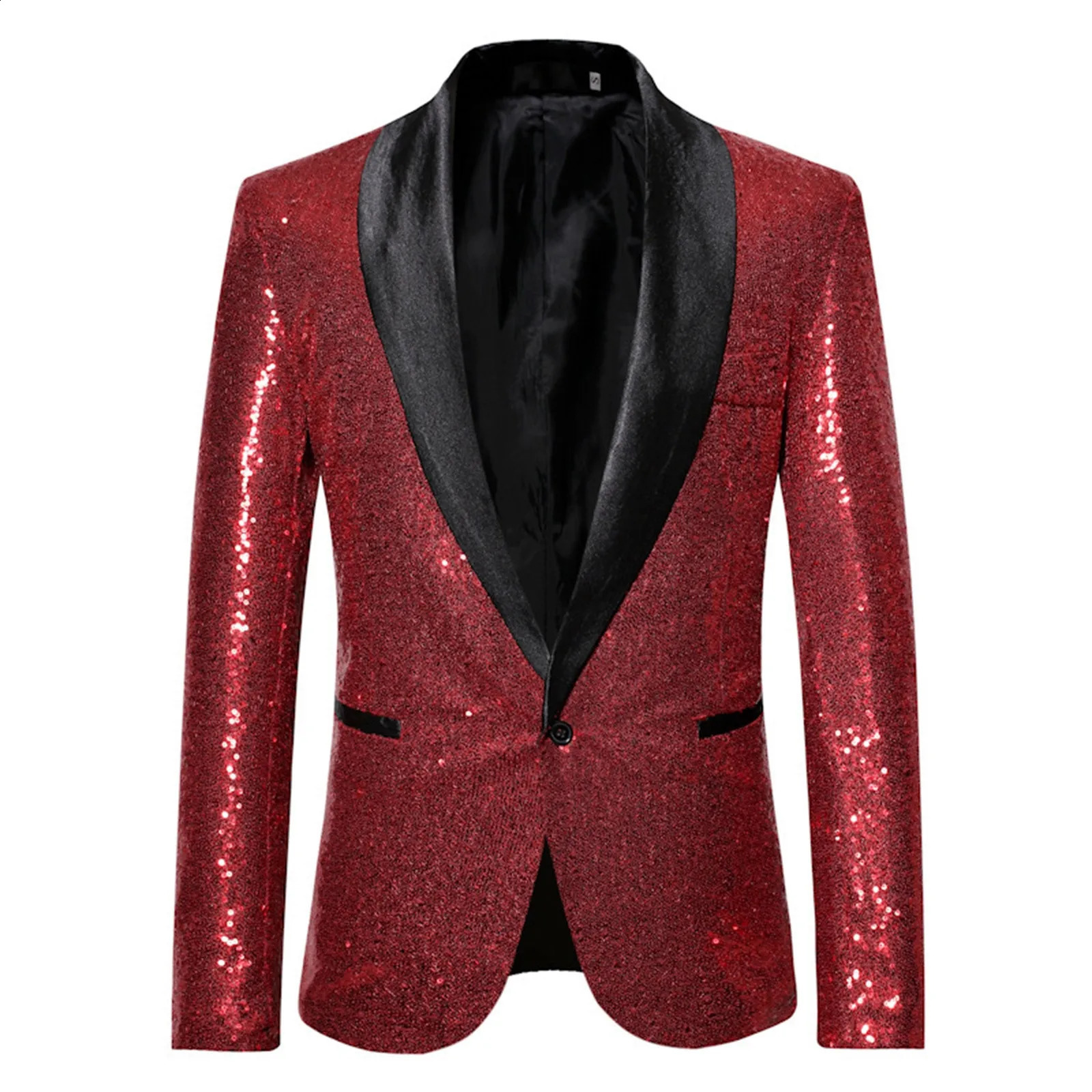 Men Casual Fashion Suit Black Sequin One Button Suit Jacket Bling Glitter Nightclub Prom DJ Blazer Jacket Stage Clothes 240815