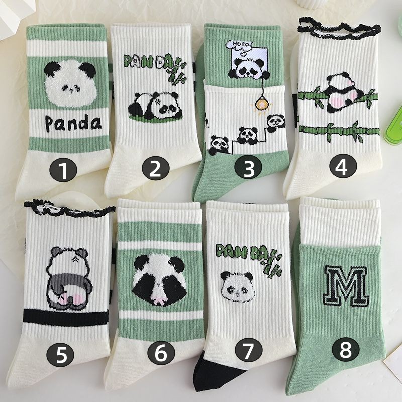 Panda Socks Children's Mid Tube Autumn Winter New Ins Trendy Versatile High Beauty Cute Student Sports Long Tube Socks Female