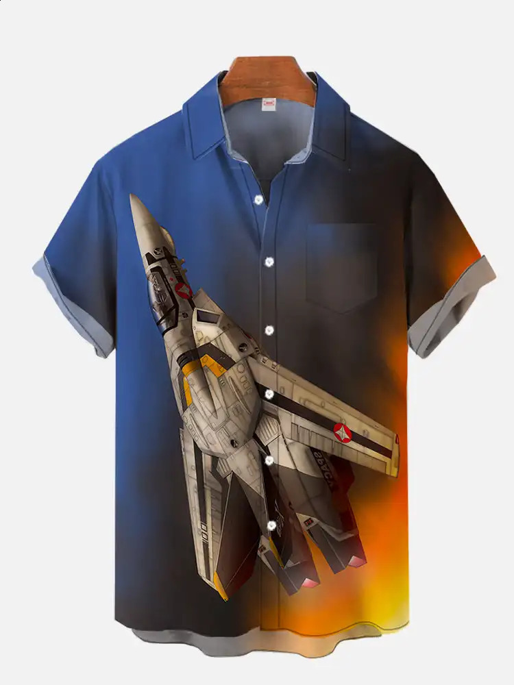 Mens Shirt Red And White Stitching Robot Technology Psychedelic All Terrain Armored Walker Printing Short Sleeve Shirts 240816