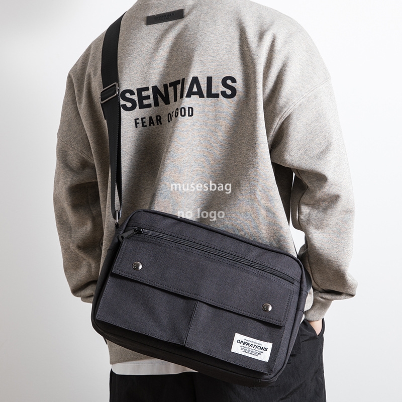 Men's crossbody bag large capacity canvas tooling style shoulder bag Trend street commuter bag youth casual messenger bag