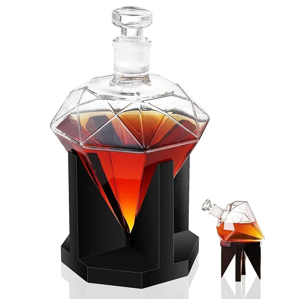 1000ml Whiskey Decanter glass diamond wine bottle with Holder Airtight Stopper Suitable for all kinds of alcohol Gift 240816