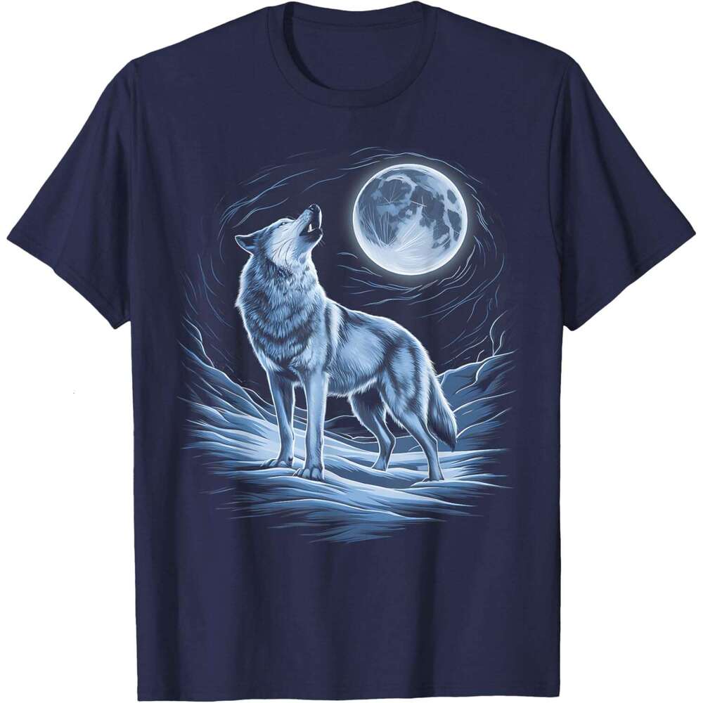 2025S Fashion Designer T Shirt For Mens Wolf Howg At Moon Wildlife Animal T Shirt Shirts Tshirt Graphic Tee Casual Tops Clothes Short Sleeve