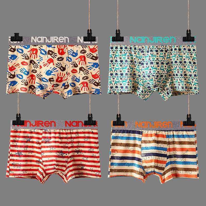 5Pcs/lot Mens Boxer Shorts Cotton Sexy Underwear Print Underpants Male Breathbale Lingerie Plus Size L-5XL Free ShippingXJ240815