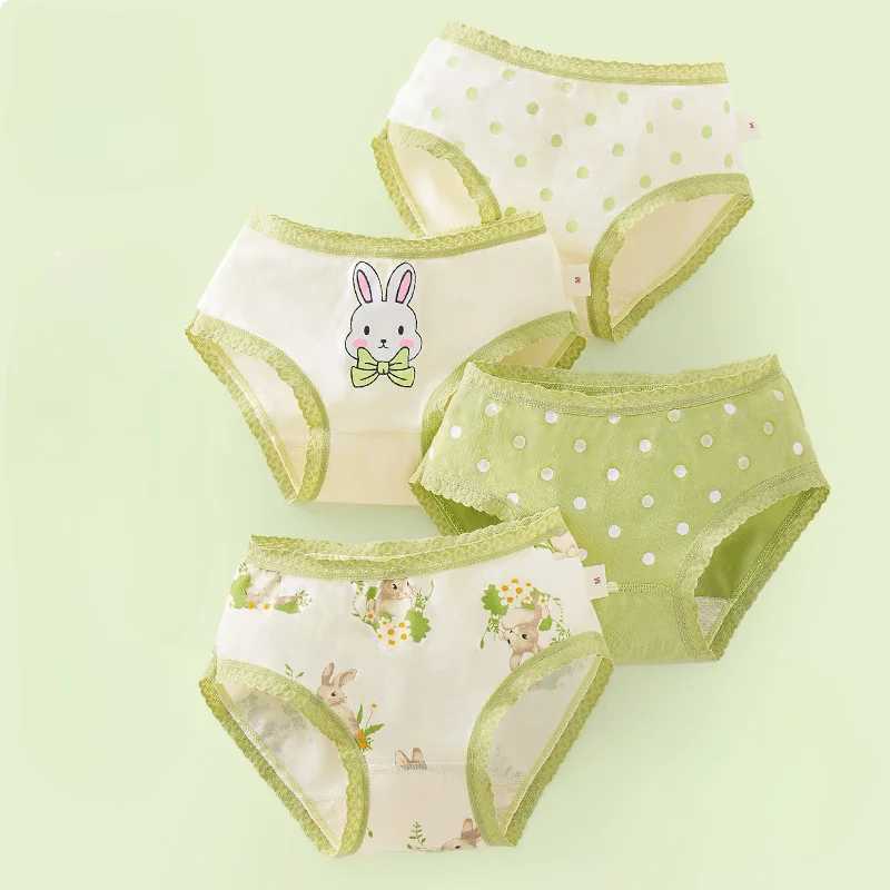 4 pieces of childrens cotton soft and comfortable fabric cute printed antibacterial underwear for girls baby thin breathable underwear 4y childrens cl