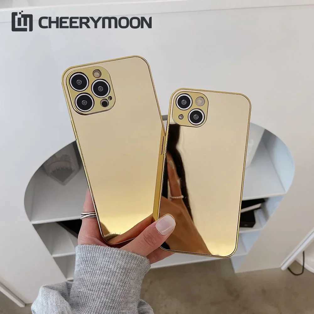 Hot Luxry Electroplating Silver Gold Mirror Case For iPhone 15 14 13 12 11 Pro Max iPhone15 14Pro Plus 12Promax Protector CoverM240816