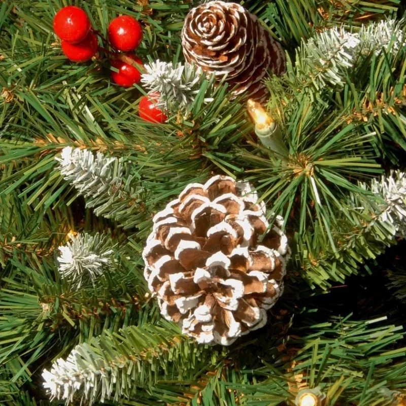 Christmas Wreath Artificial Hanging Flower Basket Garland with LED Light Red Berries Pine Cone Home Decoration Navidad Xmas Gift 240815