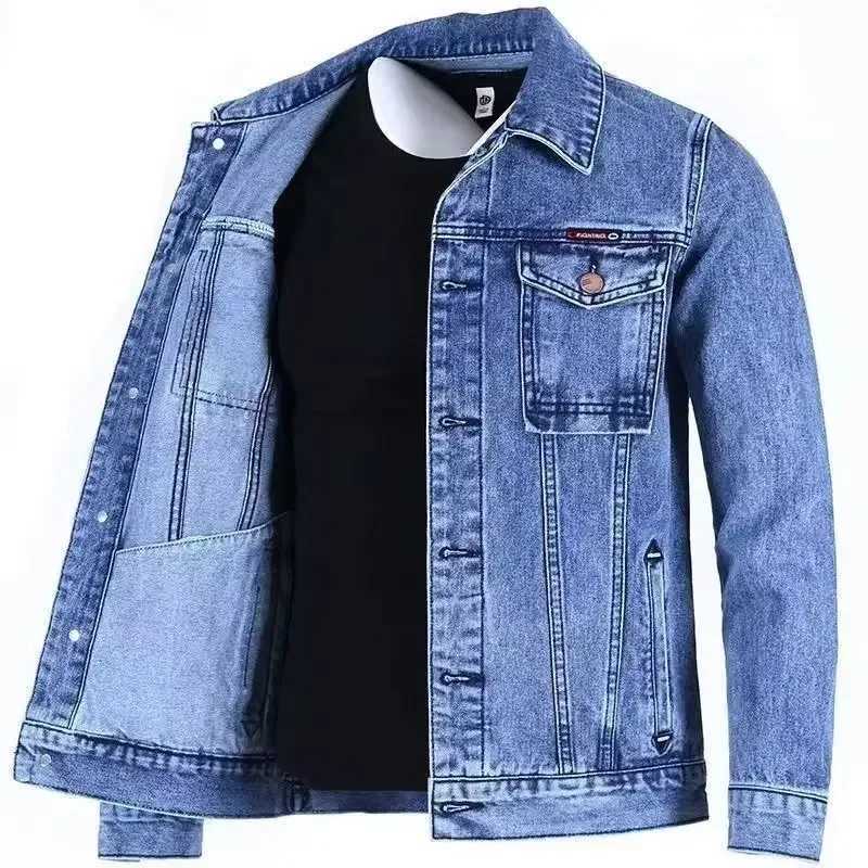 Mens solid color denim jacket loose fit new arrival in autumn 2023 casual wear gray clothing regular lengthW240711