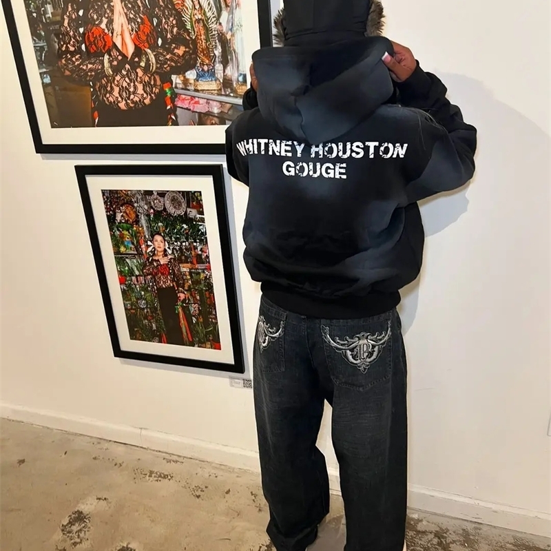 American Retro Print Graphic Zip Hoodie Fashion Trendy Street Hooded Sweatshirt Oversized Hoodie Harajuku Style Y2k Hoodie 240816