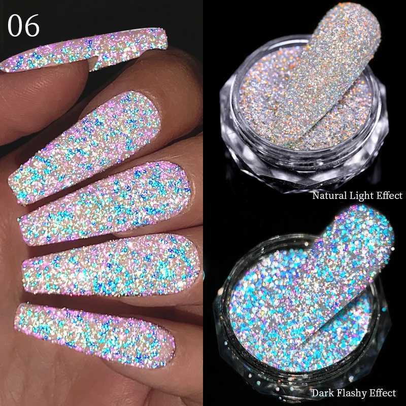 Reflective Glitter Nail Powder Green Red Nail Art Dust Shinning Chrome Pigment DIY Manicures DecorationXJ240815