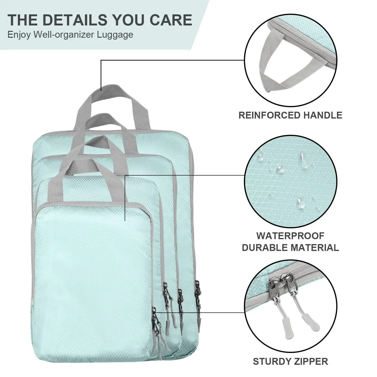 4Pcs Travel Compression Packing Cubes Bag Portable Suitcase Clothes Organizers Waterproof Luggage Storage Cases Drawer Bags 240816