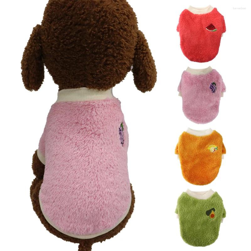 Dog Apparel Pet Vest Fruit Pattern Thicken Warm Cat Soft Fluffy Pullover Shirt Fleece Jumper Coat Plush Autumn Clothes