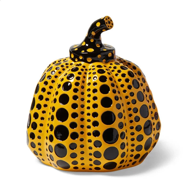 Kusama Yayoi Pumpkin Statue Japanese Art Wave Point Pumpkin Sculpture Morden Resin Crafts Office Home Interior Decor Gifts 240805