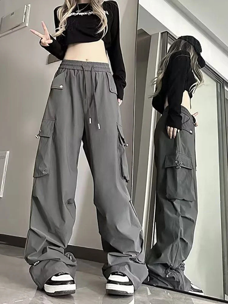 Jmprs Streetwear Cargo Women Y2K High Waist Hip Hop Straight Trousers American Retro Loose Casual Bf Wide Leg Pants 24 Z260314