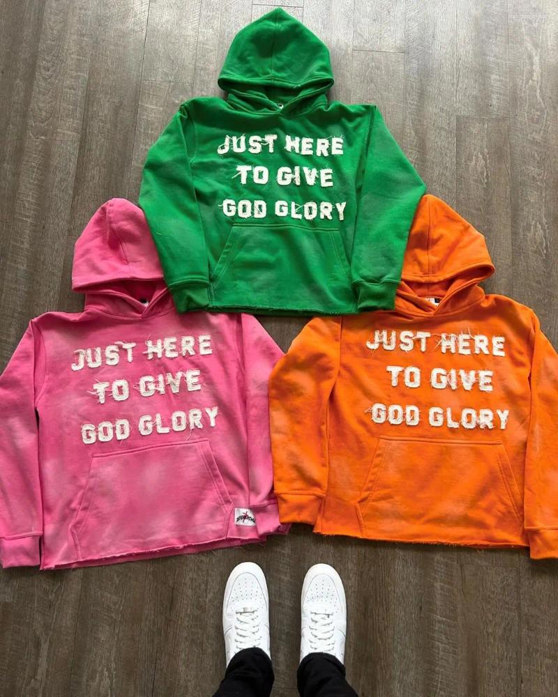 Letter Embroidered Sweatshirt Men Women Y2K Hoodies Street Hip Hop Fashion Loose Hoodie Versatile Casual Retro Pullovers