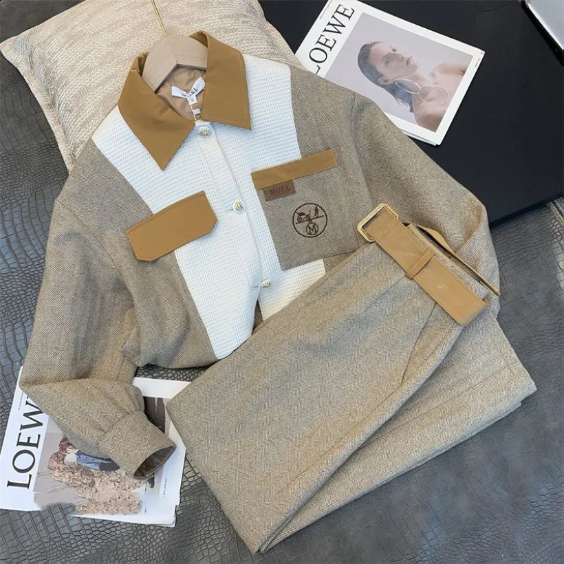Leisure Set Womens Spring and Autumn Korean Edition Fashion Age Reducing Small Fragrance Style Two Piece Set 240815