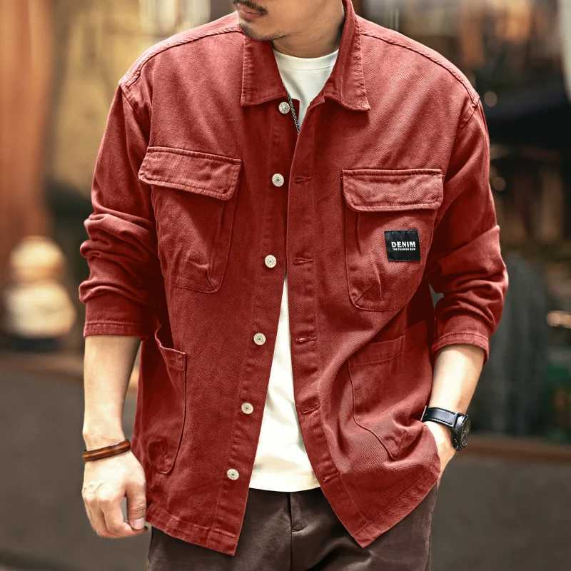 Heavy duty retro denim jacket loose casual cargo jacket from the United States W241011