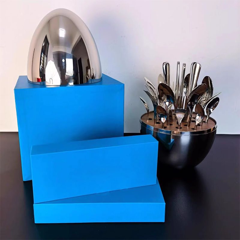 24-Piece Flatware Set Premium Skyline Silver-Plated Egg-Shaped Case Cutlery Set