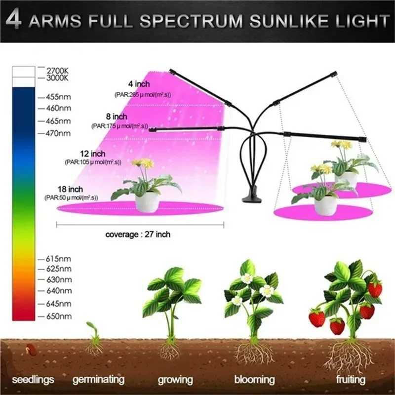 USB LED Grow Light Timed Full Spectrum For Plants Tent Greenhouse Hydroponics Growing System Indoor Grow Tent Plants GrowthLight Y240816