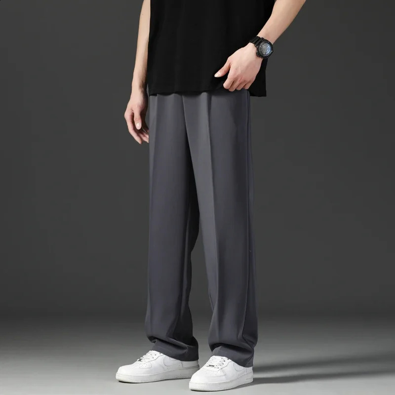 Casual Pants Korean Mens Pants Straight Loose Sweatpants Soft Fashion Draping woven Wide Leg Long Baggy Trousers 240816