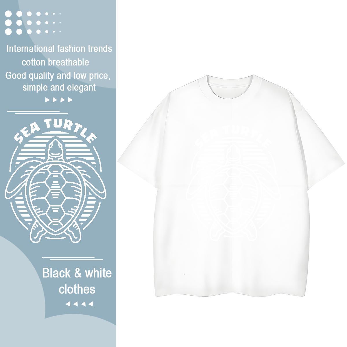 Fashion New T-Shirts for Women Breathable Short Sleeve 100% Cotton 230g Womens Tshirts Black Oversized tortoise Casual Unisex Clothes