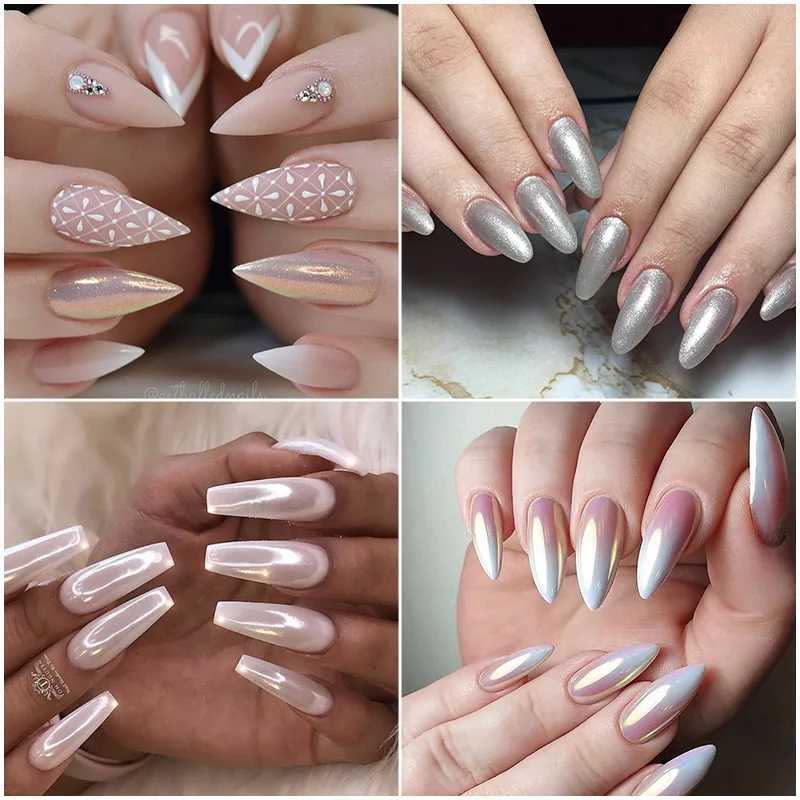 BORN PRETTY Moonlight Mirror Nails Powder Pearl White Nails Glitter Aurora Shining Pigment Chrome Dust Nail Art DecorationXJ240815