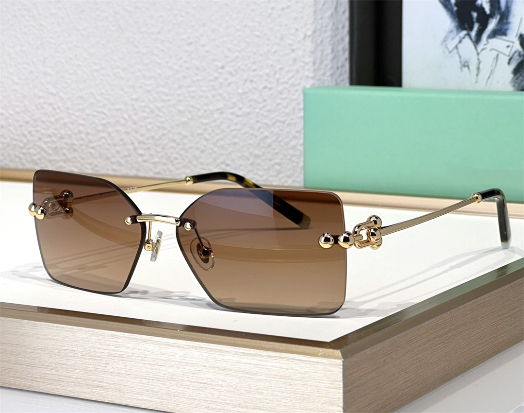 Fashion trend 3088 sunglasses for women elegant sophisticated rectangular metal rimless glasses summer avant-garde leisure style Anti-Ultraviolet come with case