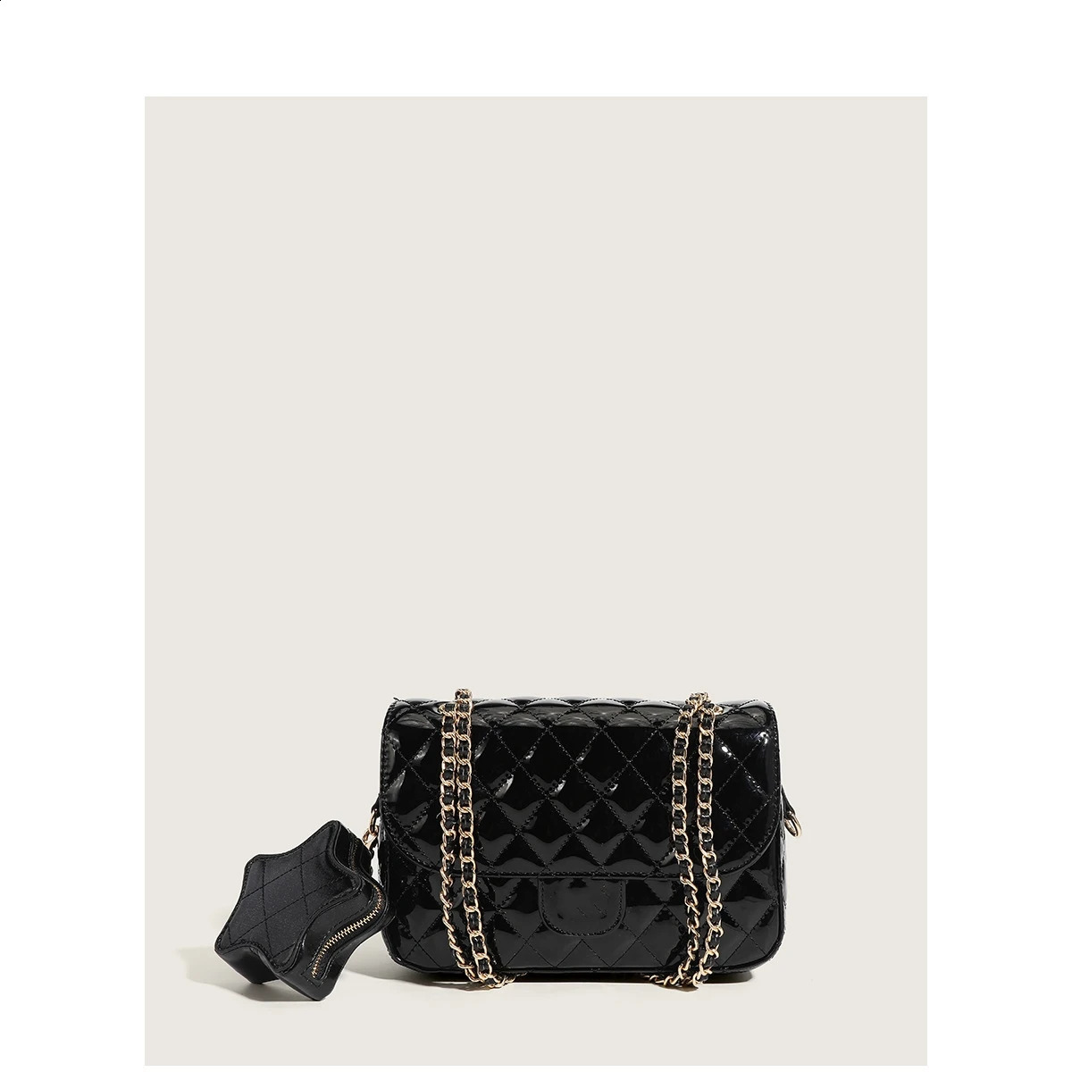 Mirror Handbags: Womens Metal Chain hot Shoulder Bag, Stylish Small Square Vanity Bag with Star Detail