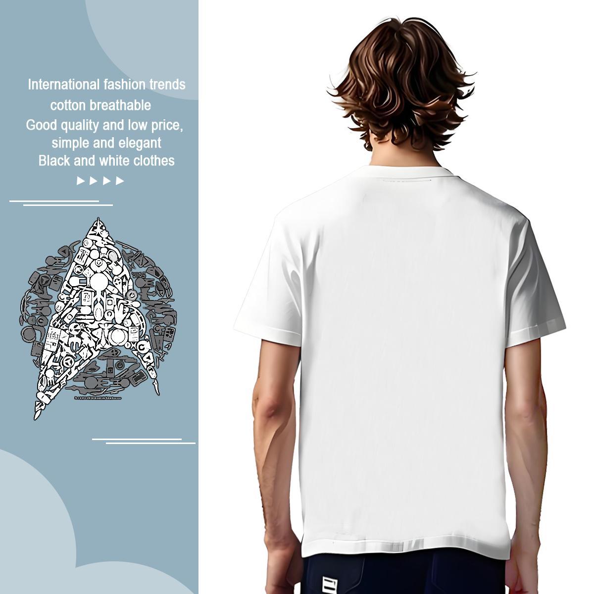 Men T Shirts 230g 100% Cotton Hand drawn Street Casual Breathable Short Sleeve Skull Tshirts Casual New Designer Tops
