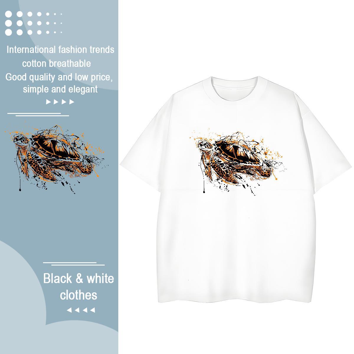 Fashion New T shirt Breathable Soft 230g Pure Cotton Women Tees Custom Printed tortoise Sport Lady Clothes Shirt
